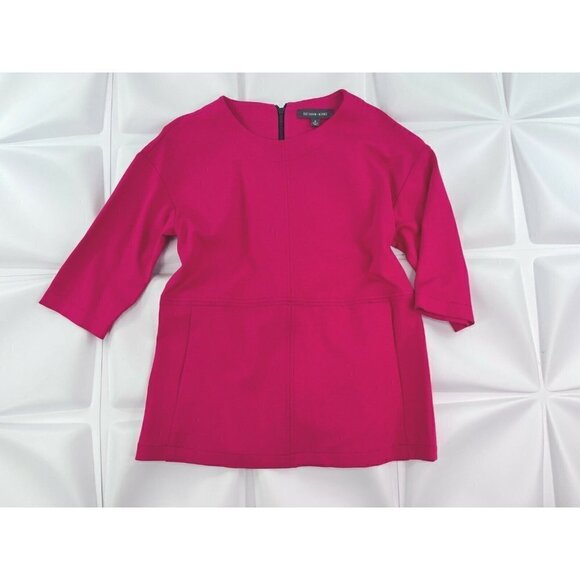 Buchanan Kang Womens Sz 4 Pink Ponte Knit Blouse Top Back Zipper s Full Zip - Picture 1 of 7